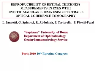 Reproducibility of retinal thickness measurements  in  eyes with