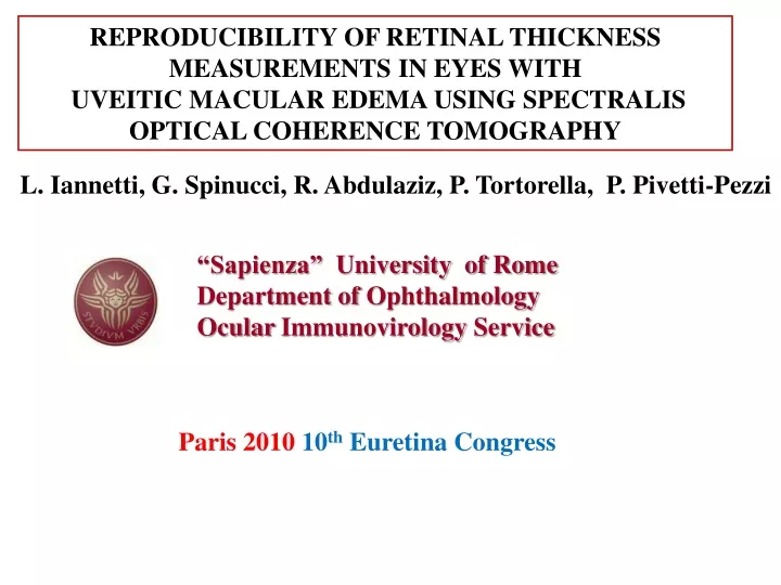 reproducibility of retinal thickness measurements