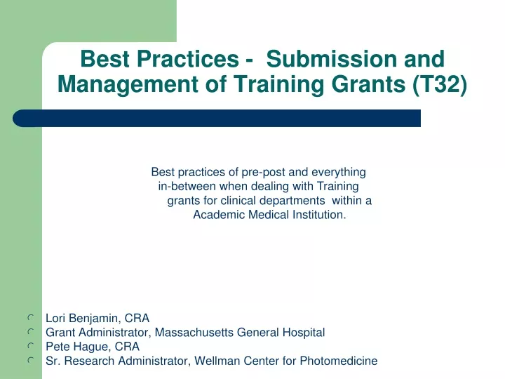 best practices submission and management of training grants t32