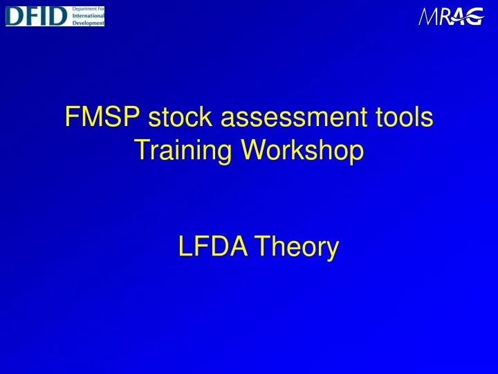 fmsp stock assessment tools training workshop