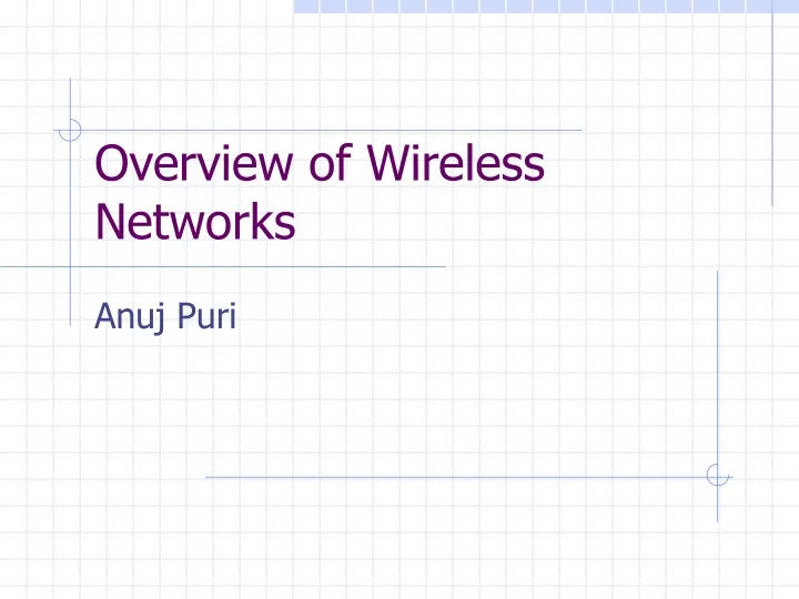 overview of wireless networks