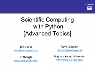 Scientific Computing  with Python  [Advanced Topics]