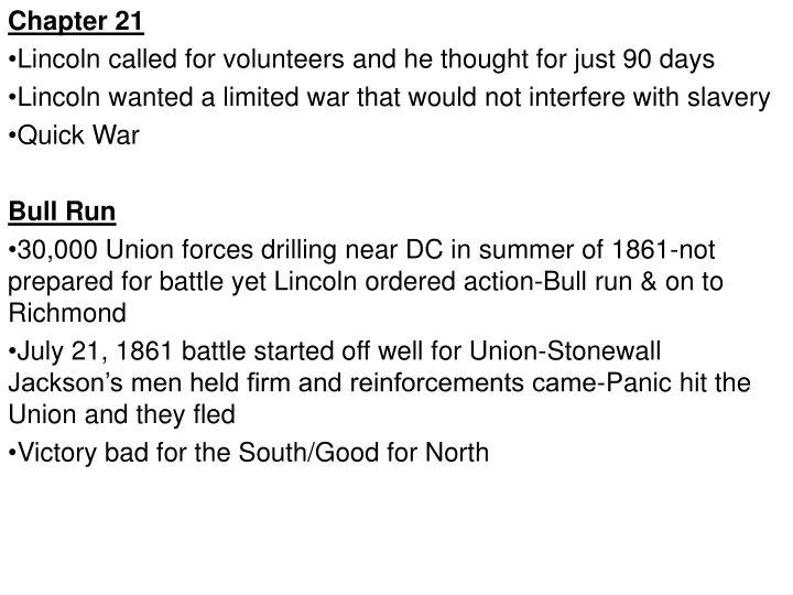 chapter 21 lincoln called for volunteers