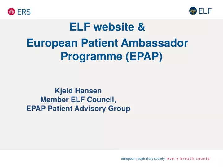 elf website european patient ambassador programme
