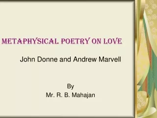 Metaphysical Poetry on Love