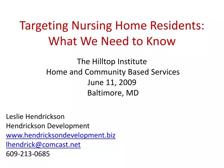 targeting nursing home residents what we need to know