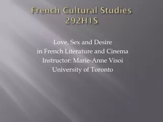 French Cultural Studies 292H1S