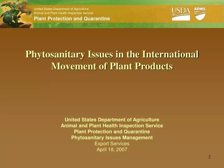 phytosanitary issues in the international