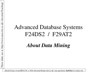 Advanced Database Systems F24DS2  /  F29AT2