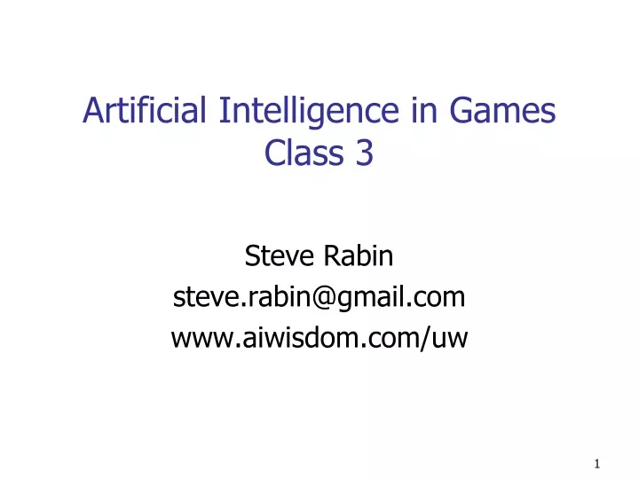 artificial intelligence in games class 3