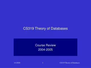 CS319 Theory of Databases