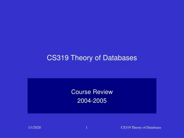 cs319 theory of databases