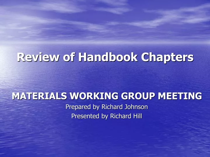 review of handbook chapters