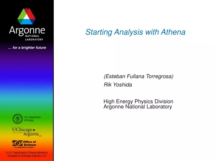 starting analysis with athena