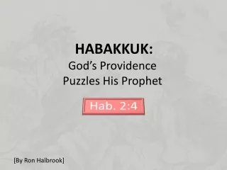 HABAKKUK: God’s Providence                                 Puzzles His Prophet