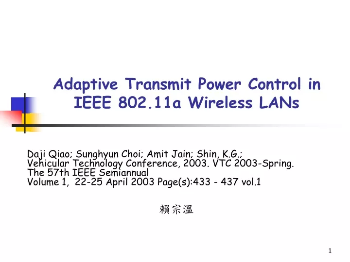adaptive transmit power control in ieee 802 11a wireless lans