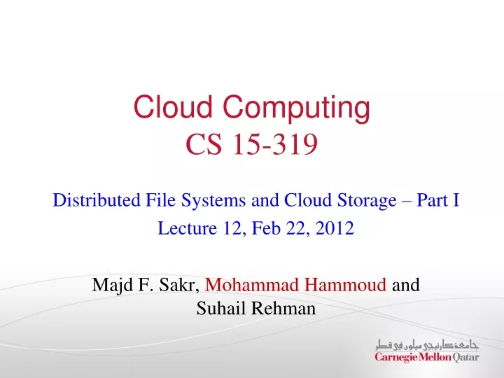 cloud computing cs 15 319