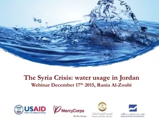 The Syria Crisis: water usage in Jordan Webinar December 17 th  2015, Rania Al-Zoubi