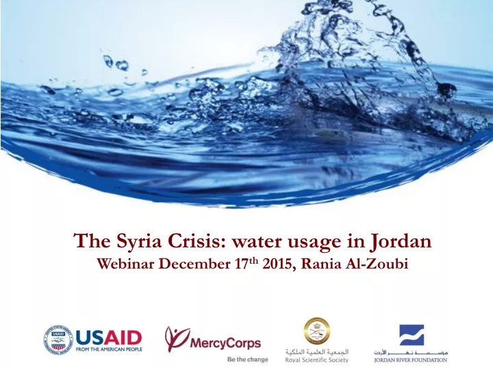 the syria crisis water usage in jordan webinar