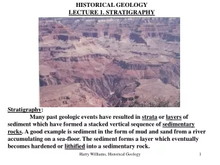 HISTORICAL GEOLOGY LECTURE 1. STRATIGRAPHY
