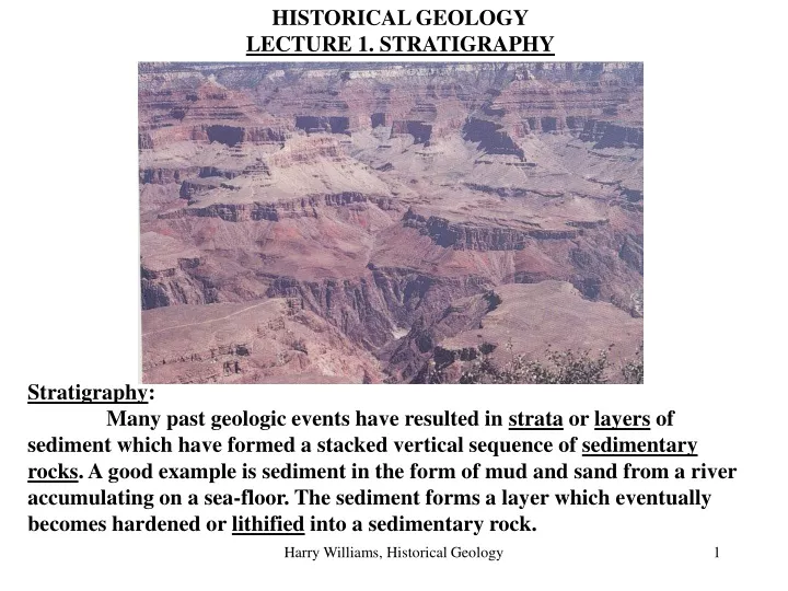 historical geology lecture 1 stratigraphy