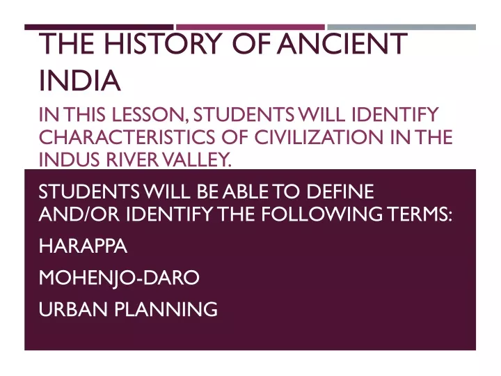 the history of ancient india