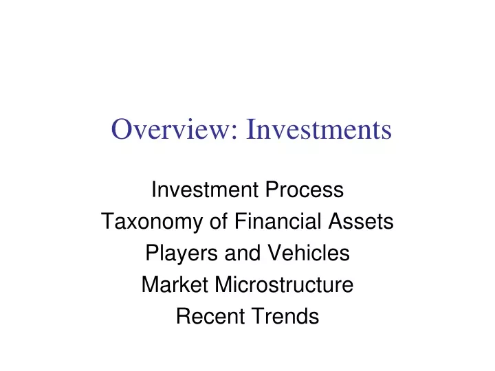 overview investments