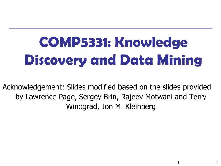 comp5331 knowledge discovery and data mining