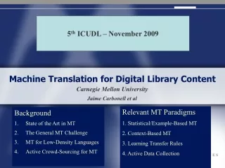 Machine Translation for Digital Library Content