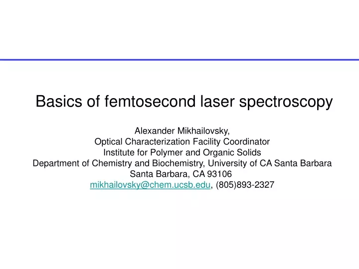 basics of femtosecond laser spectroscopy
