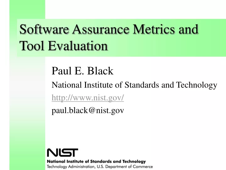 software assurance metrics and tool evaluation