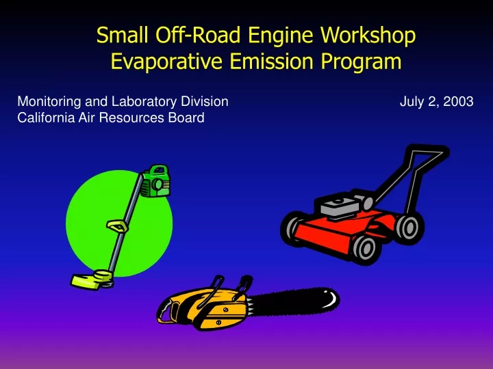 small off road engine workshop evaporative