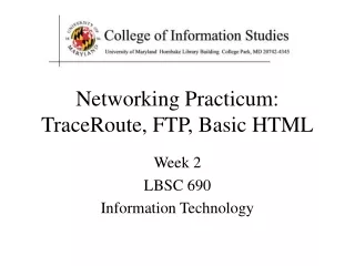 Networking Practicum: TraceRoute, FTP, Basic HTML