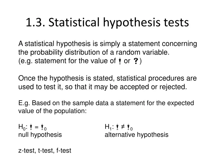 1 3 statistical hypothesis tests
