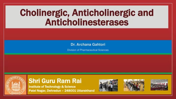 cholinergic anticholinergic and anticholinesterases