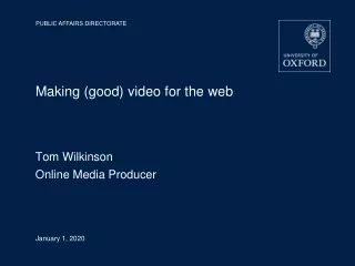 Making (good) video for the web