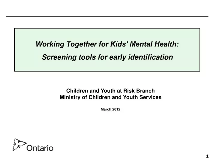 working together for kids mental health screening