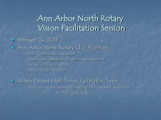 Ann Arbor North Rotary  Vision Facilitation Session