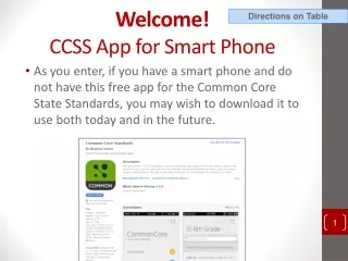 Welcome! CCSS App for Smart Phone