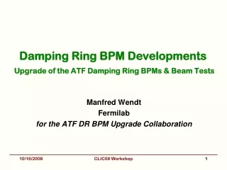 Damping Ring BPM Developments Upgrade of the ATF Damping Ring BPMs &amp; Beam Tests