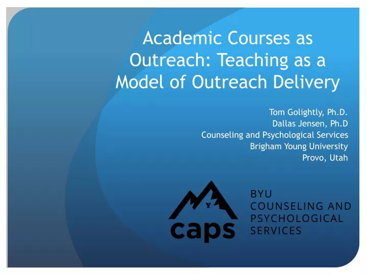 academic courses as outreach teaching as a model of outreach delivery