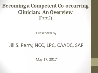 Becoming a Competent Co-occurring Clinician:  An Overview (Part 2)