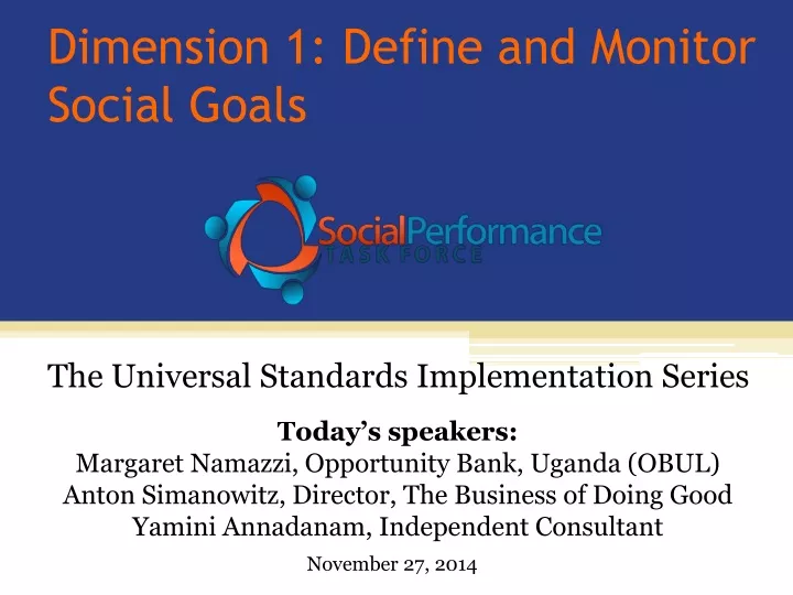 dimension 1 define and monitor social goals