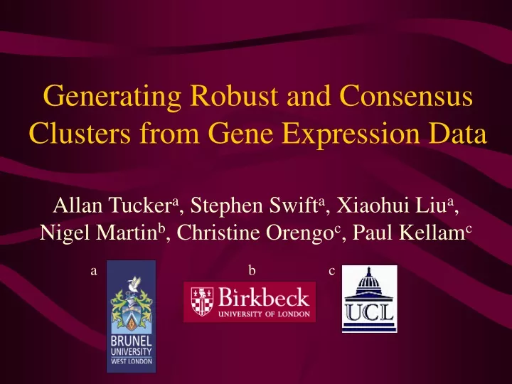 generating robust and consensus clusters from gene expression data