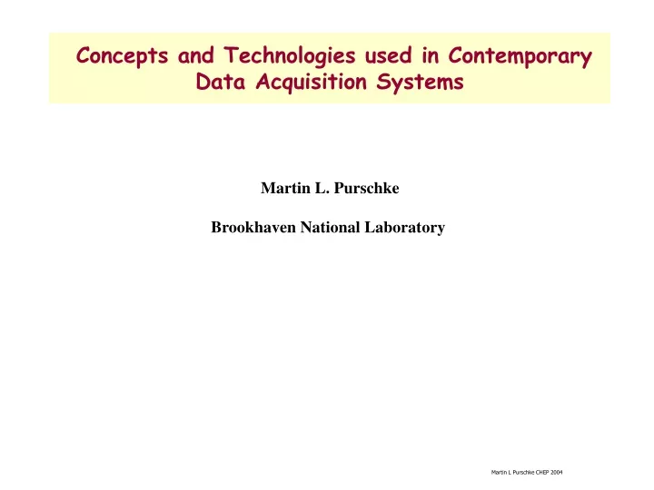concepts and technologies used in contemporary data acquisition systems