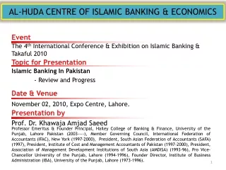AL-HUDA CENTRE OF ISLAMIC BANKING &amp; ECONOMICS