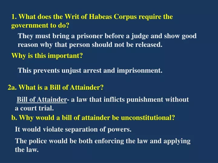 1 what does the writ of habeas corpus require