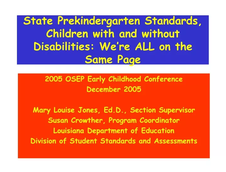 state prekindergarten standards children with and without disabilities we re all on the same page