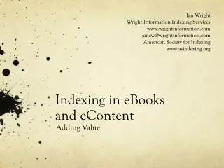 Indexing in eBooks  and eContent