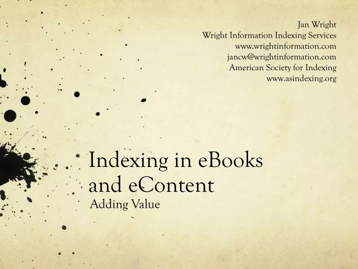indexing in ebooks and econtent
